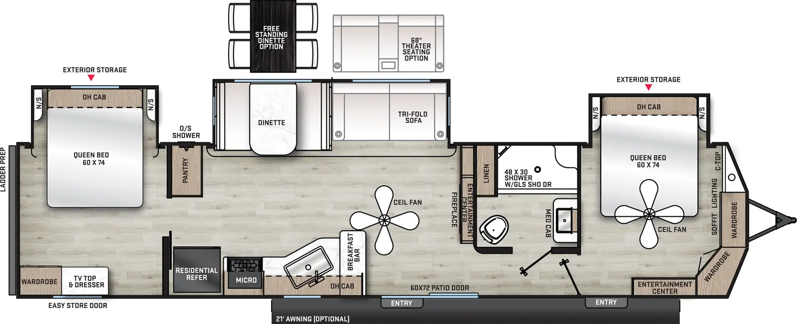 Catalina Destination Series 40BHTS2Q Floorplan